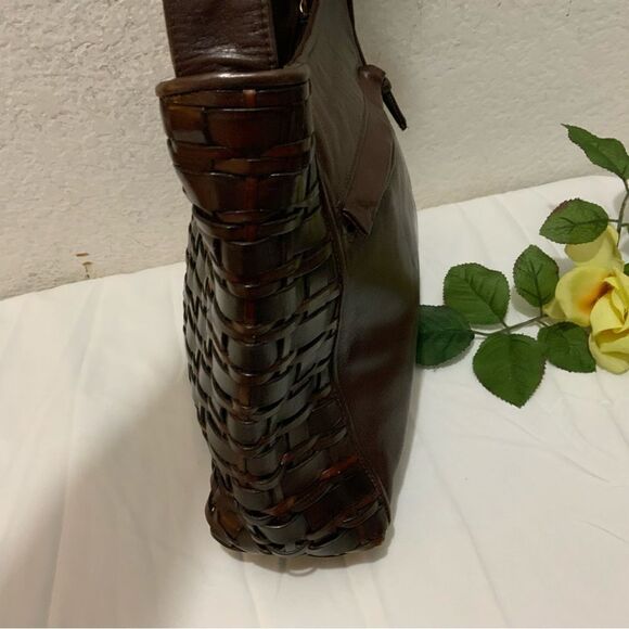 VTG Sharif Woven Leather Handbag Purse - Picture 7 of 16